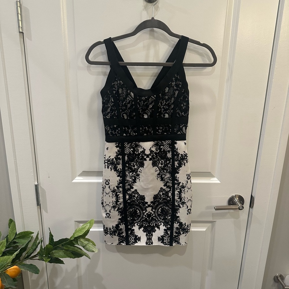 Black and White Lace Mini Boutique Dress
